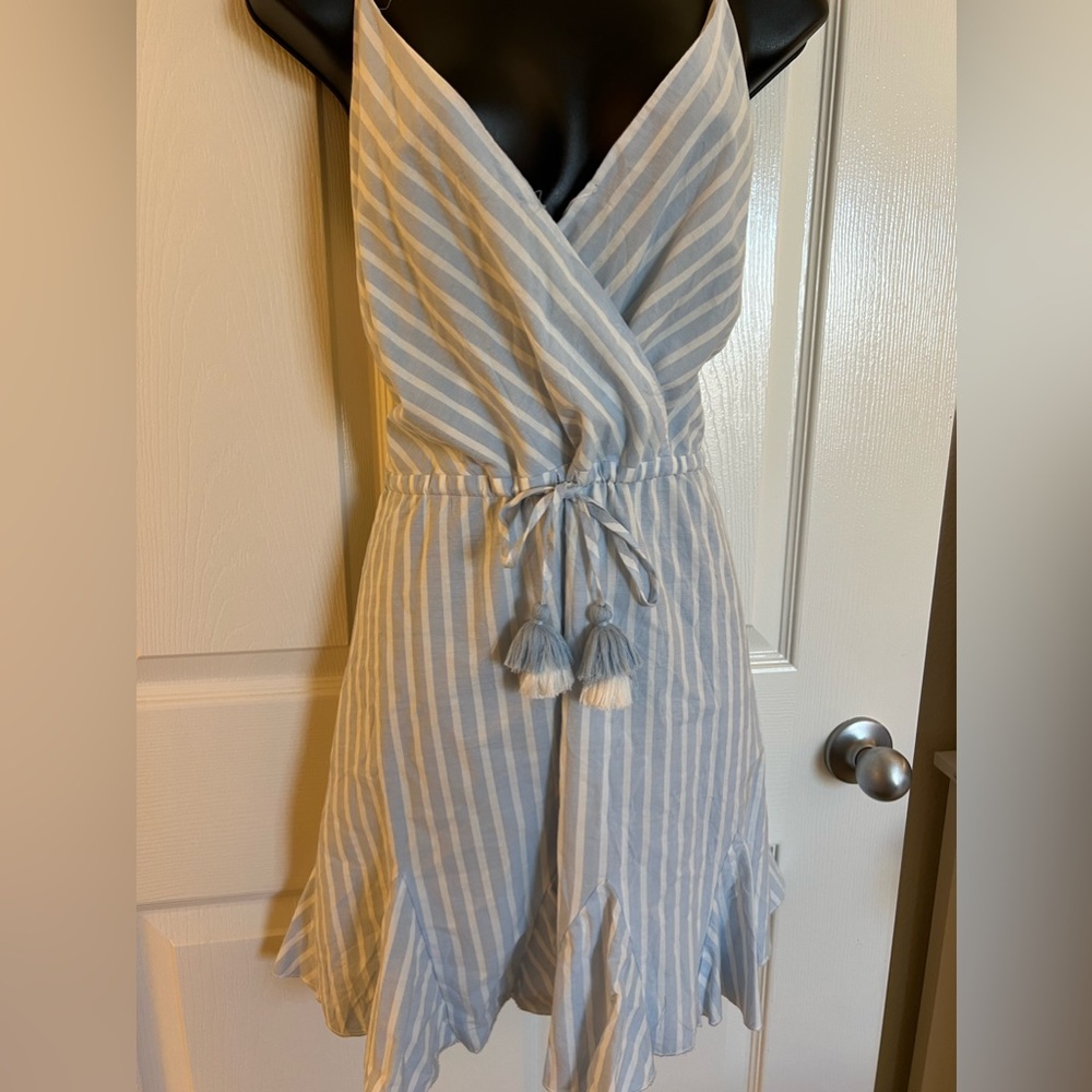 Blue and white striped summer dress